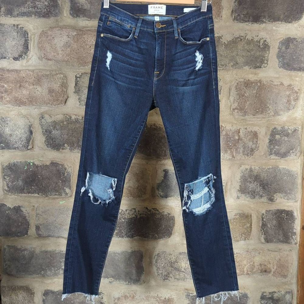 FRAME Jeans Woman's Size 27‎ Le High Skinny Marlowe distressed High Rise Stretch